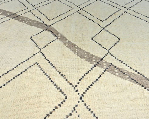 8x11 Moroccan Beige Hand Woven Wool Area Rug